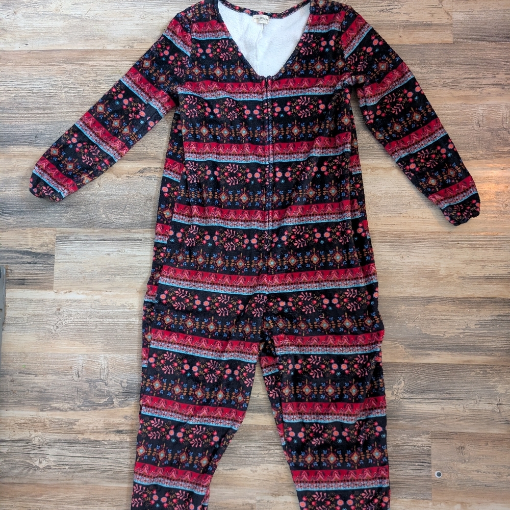 NATURAL LIFE Pink Floral-Stripe Women's Fleece Onesie